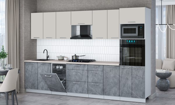 Кухонный гарнитур Интерлиния Мила Gloss 3.25-ПМ3