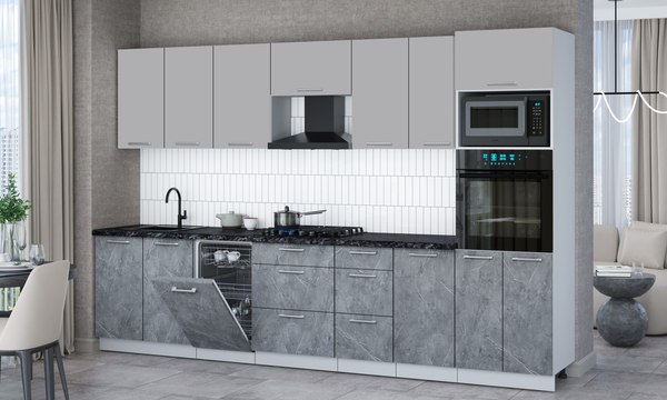 Кухонный гарнитур Интерлиния Мила Gloss 3.25-ПМ3