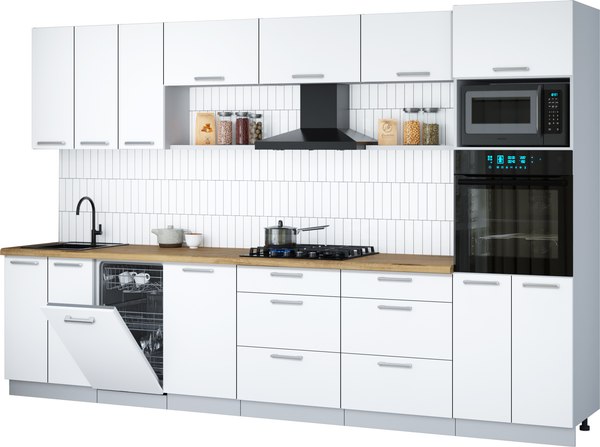Кухонный гарнитур Интерлиния Мила Gloss 3.3-ПМ3 - фото