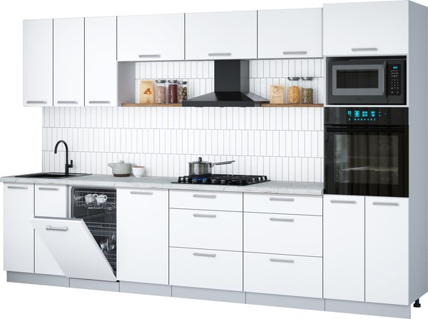 Кухонный гарнитур Интерлиния Мила Gloss 3.3-ПМ3 - фото