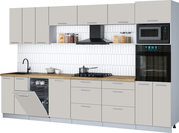 Кухонный гарнитур Интерлиния Мила Gloss 3.3-ПМ3 - фото