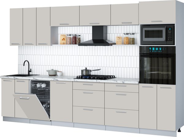 Кухонный гарнитур Интерлиния Мила Gloss 3.3-ПМ3 - фото