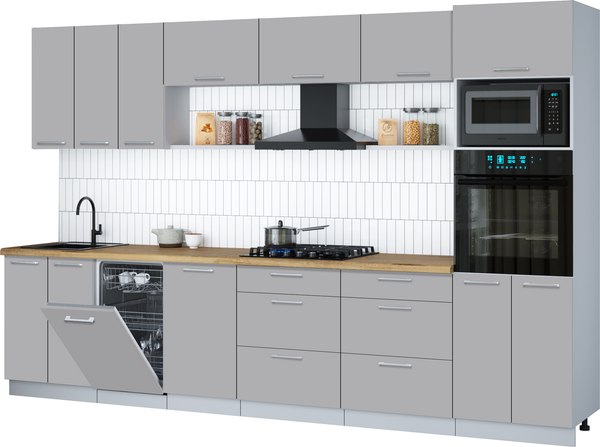 Кухонный гарнитур Интерлиния Мила Gloss 3.3-ПМ3 - фото