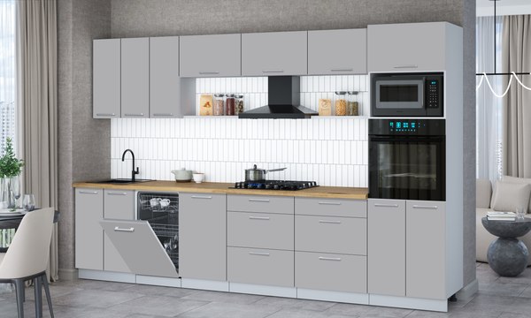 Кухонный гарнитур Интерлиния Мила Gloss 3.3-ПМ3