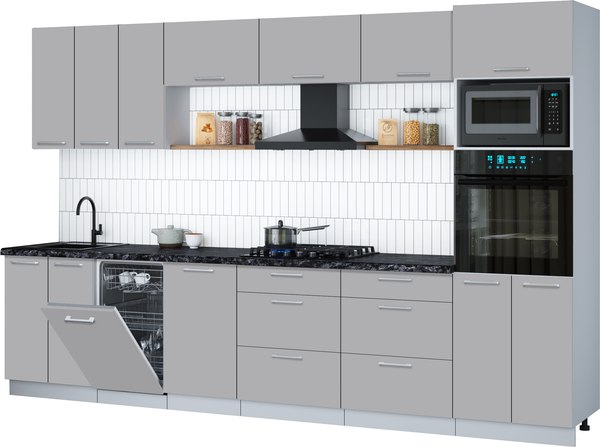 Кухонный гарнитур Интерлиния Мила Gloss 3.3-ПМ3 - фото