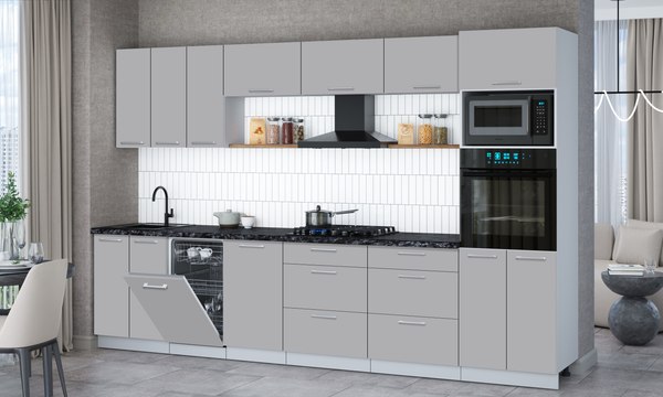 Кухонный гарнитур Интерлиния Мила Gloss 3.3-ПМ3