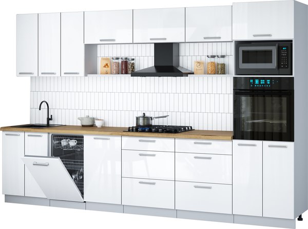 Кухонный гарнитур Интерлиния Мила Gloss 3.3-ПМ3 - фото