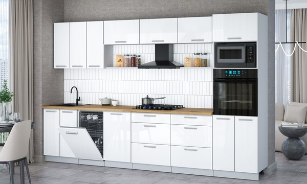 Кухонный гарнитур Интерлиния Мила Gloss 3.3-ПМ3