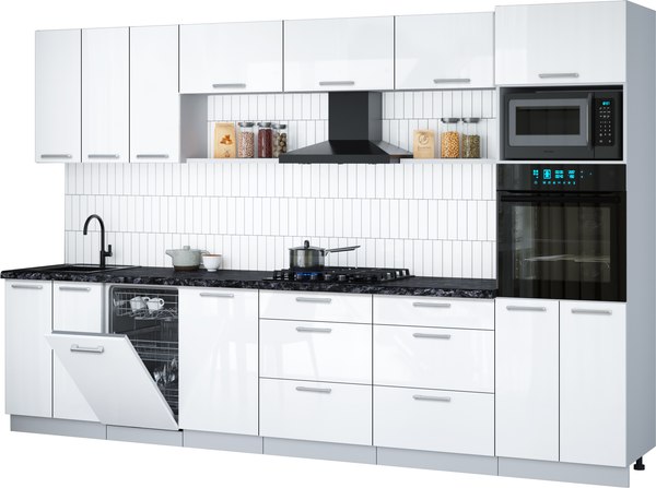 Кухонный гарнитур Интерлиния Мила Gloss 3.3-ПМ3 - фото