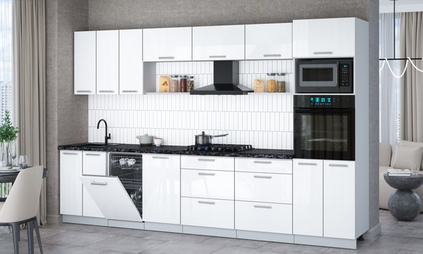 Кухонный гарнитур Интерлиния Мила Gloss 3.3-ПМ3