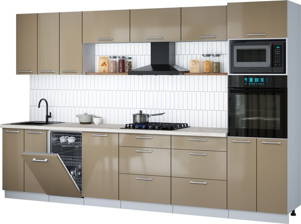 Кухонный гарнитур Интерлиния Мила Gloss 3.3-ПМ3 - фото