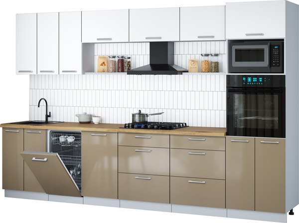 Кухонный гарнитур Интерлиния Мила Gloss 3.3-ПМ3 - фото