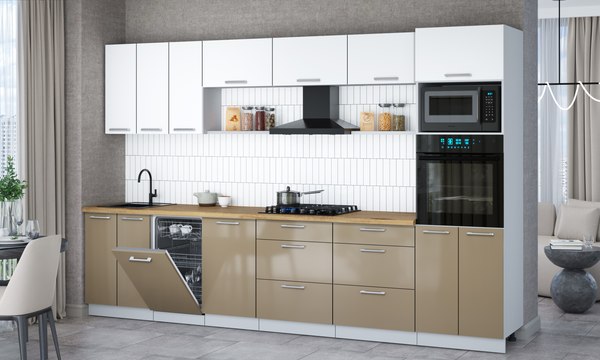 Кухонный гарнитур Интерлиния Мила Gloss 3.3-ПМ3