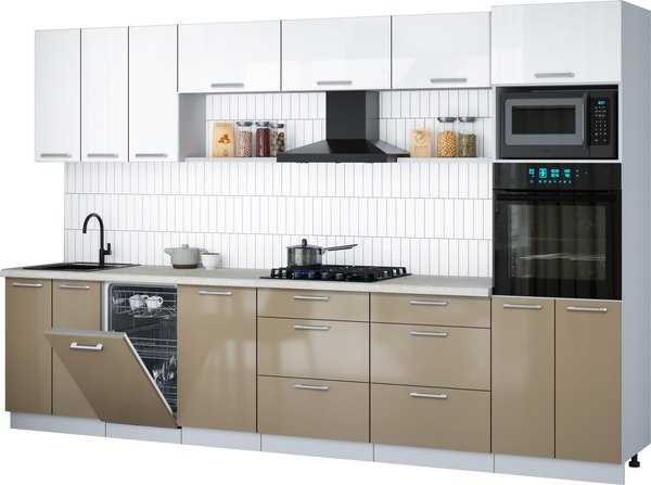 Кухонный гарнитур Интерлиния Мила Gloss 3.3-ПМ3 - фото