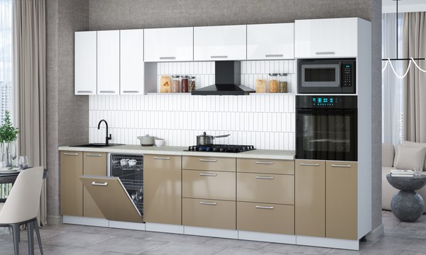 Кухонный гарнитур Интерлиния Мила Gloss 3.3-ПМ3