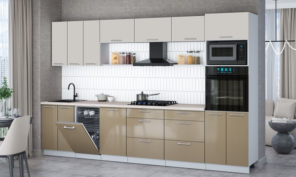 Кухонный гарнитур Интерлиния Мила Gloss 3.3-ПМ3