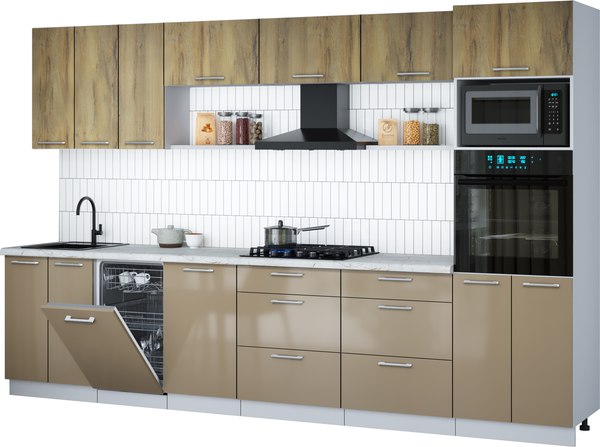 Кухонный гарнитур Интерлиния Мила Gloss 3.3-ПМ3 - фото