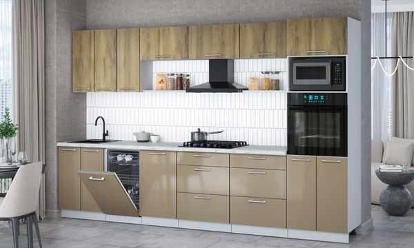 Кухонный гарнитур Интерлиния Мила Gloss 3.3-ПМ3