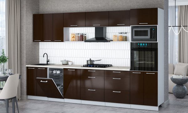 Кухонный гарнитур Интерлиния Мила Gloss 3.3-ПМ3