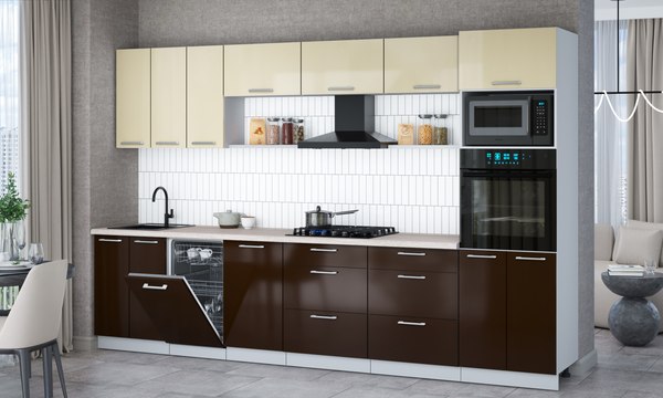 Кухонный гарнитур Интерлиния Мила Gloss 3.3-ПМ3