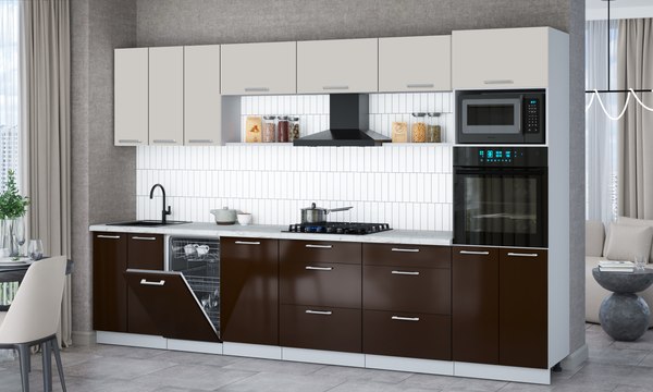 Кухонный гарнитур Интерлиния Мила Gloss 3.3-ПМ3