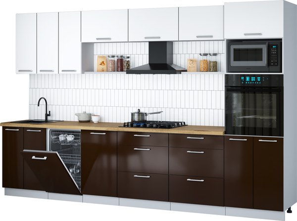 Кухонный гарнитур Интерлиния Мила Gloss 3.3-ПМ3 - фото