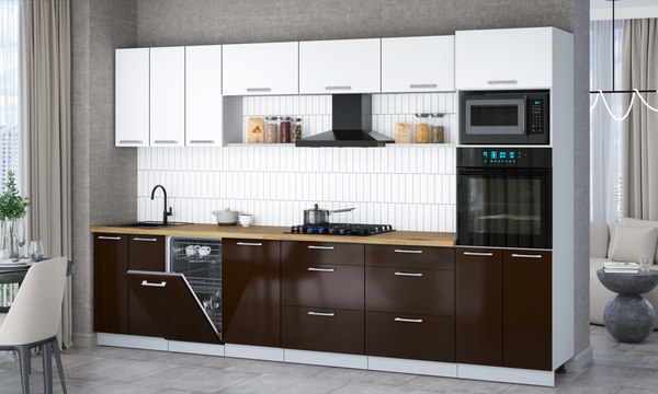 Кухонный гарнитур Интерлиния Мила Gloss 3.3-ПМ3