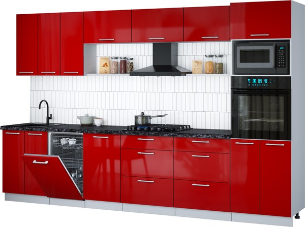 Кухонный гарнитур Интерлиния Мила Gloss 3.3-ПМ3 - фото