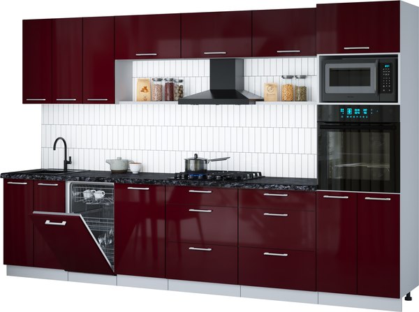 Кухонный гарнитур Интерлиния Мила Gloss 3.3-ПМ3 - фото