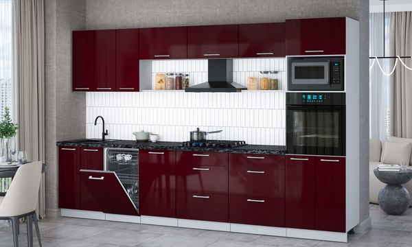 Кухонный гарнитур Интерлиния Мила Gloss 3.3-ПМ3