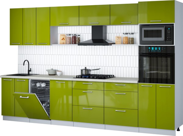 Кухонный гарнитур Интерлиния Мила Gloss 3.3-ПМ3 - фото