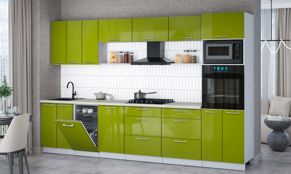 Кухонный гарнитур Интерлиния Мила Gloss 3.3-ПМ3