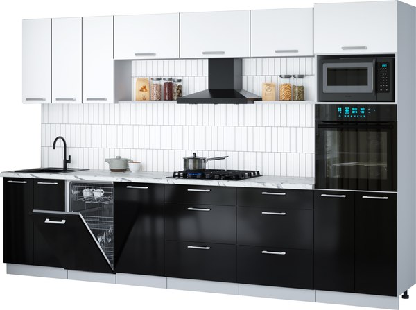Кухонный гарнитур Интерлиния Мила Gloss 3.3-ПМ3 - фото