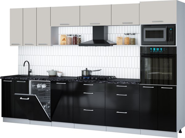 Кухонный гарнитур Интерлиния Мила Gloss 3.3-ПМ3 - фото