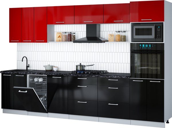 Кухонный гарнитур Интерлиния Мила Gloss 3.3-ПМ3 - фото