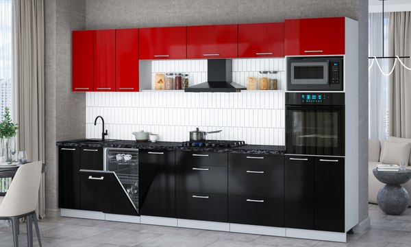 Кухонный гарнитур Интерлиния Мила Gloss 3.3-ПМ3