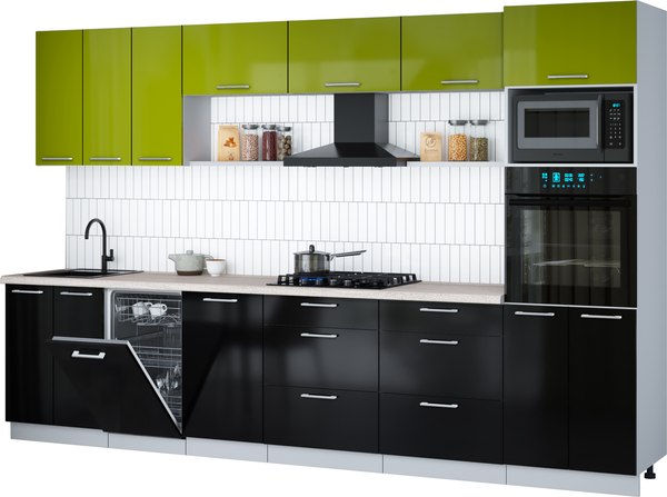 Кухонный гарнитур Интерлиния Мила Gloss 3.3-ПМ3 - фото