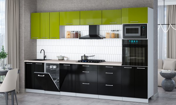 Кухонный гарнитур Интерлиния Мила Gloss 3.3-ПМ3