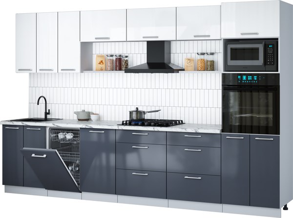 Кухонный гарнитур Интерлиния Мила Gloss 3.3-ПМ3 - фото