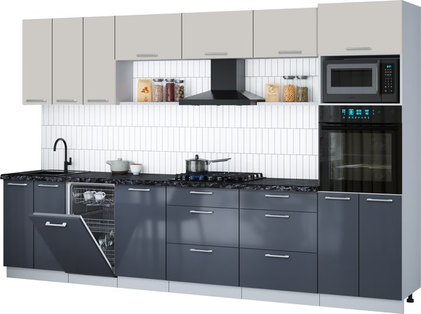 Кухонный гарнитур Интерлиния Мила Gloss 3.3-ПМ3 - фото
