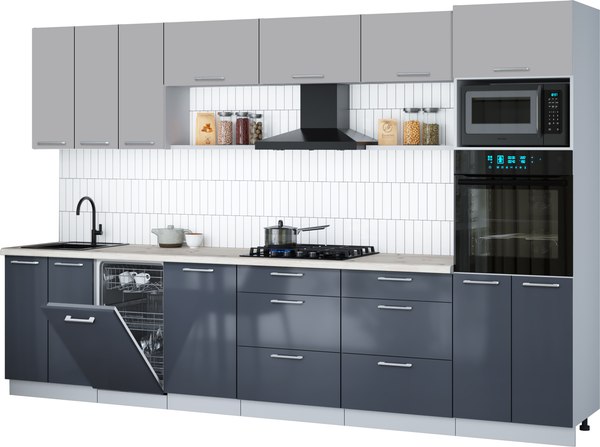 Кухонный гарнитур Интерлиния Мила Gloss 3.3-ПМ3 - фото