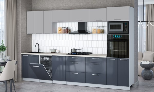 Кухонный гарнитур Интерлиния Мила Gloss 3.3-ПМ3