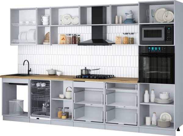 Кухонный гарнитур Интерлиния Мила Gloss 3.3-ПМ3