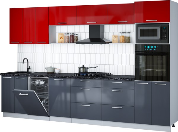 Кухонный гарнитур Интерлиния Мила Gloss 3.3-ПМ3 - фото