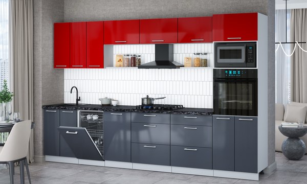 Кухонный гарнитур Интерлиния Мила Gloss 3.3-ПМ3