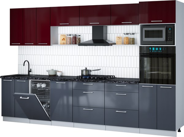 Кухонный гарнитур Интерлиния Мила Gloss 3.3-ПМ3 - фото