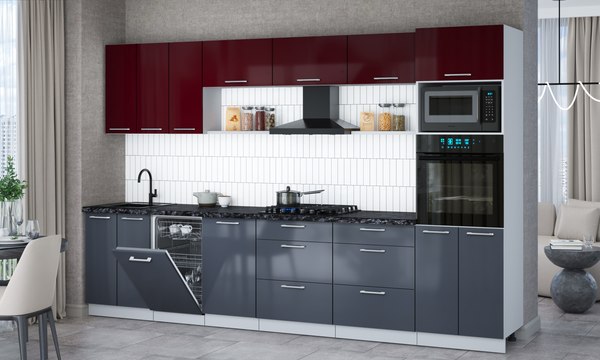 Кухонный гарнитур Интерлиния Мила Gloss 3.3-ПМ3