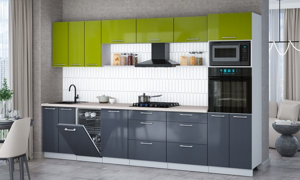 Кухонный гарнитур Интерлиния Мила Gloss 3.3-ПМ3