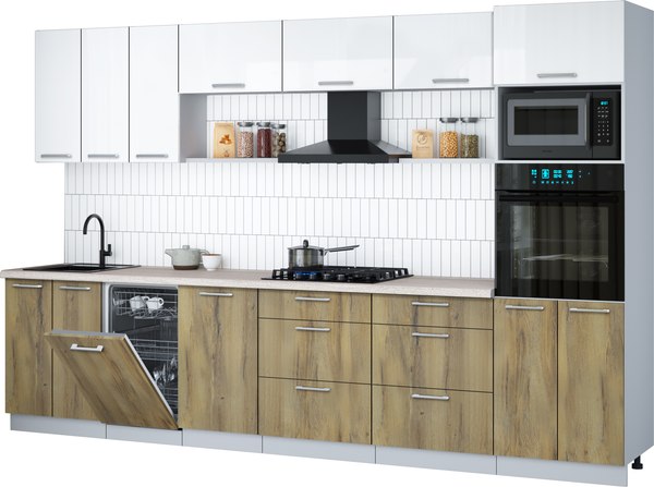 Кухонный гарнитур Интерлиния Мила Gloss 3.3-ПМ3 - фото