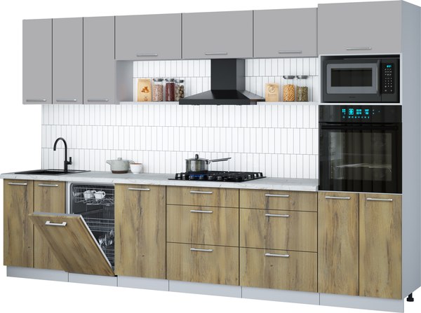 Кухонный гарнитур Интерлиния Мила Gloss 3.3-ПМ3 - фото